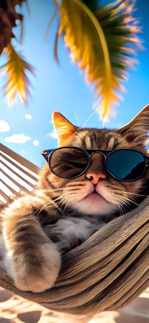 Cat_in_Hammock_Sunglasses - animals Wallpaper