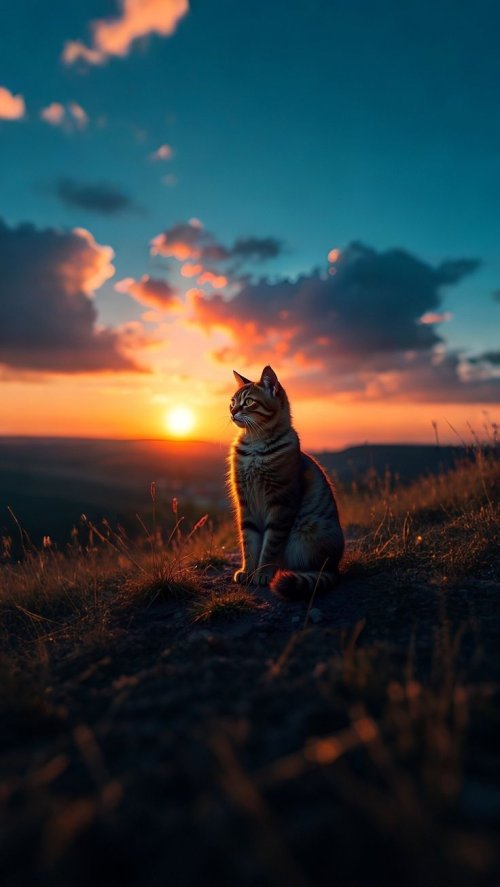 Cat Sunset Landscape - Related OpersCraft wallpaper