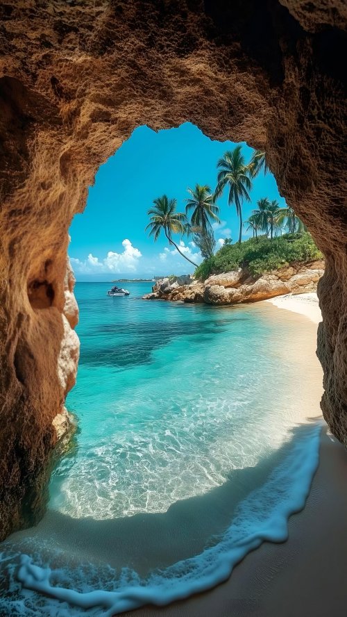 Cave View Tropical Beach