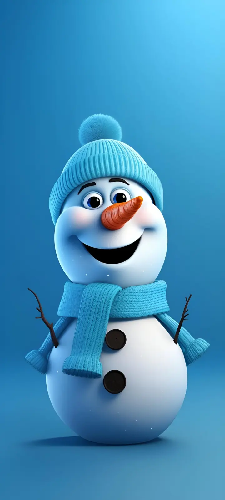 Cheerful Blue Snowman