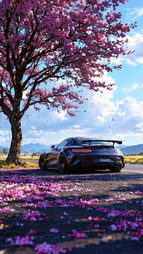 Cherry Blossom Car Scene - Related OpersCraft wallpaper