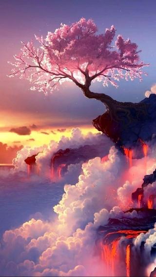 Cherry Blossom Lava Falls - Related OpersCraft wallpaper