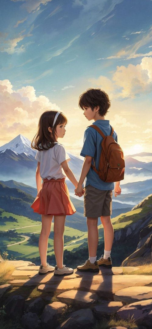 Children in Mountain Landscape - Related OpersCraft wallpaper