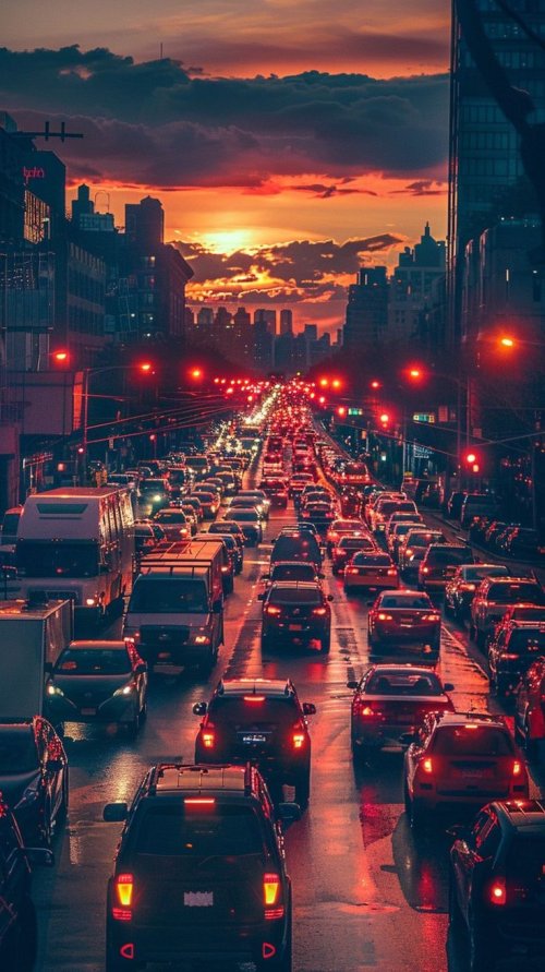City Traffic Sunset Glow
