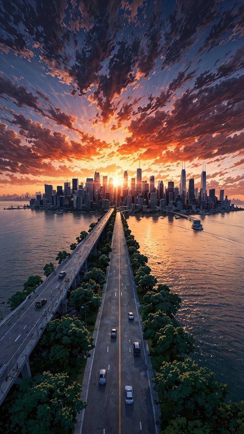 Cityscape Sunset Road Trip - Related OpersCraft wallpaper