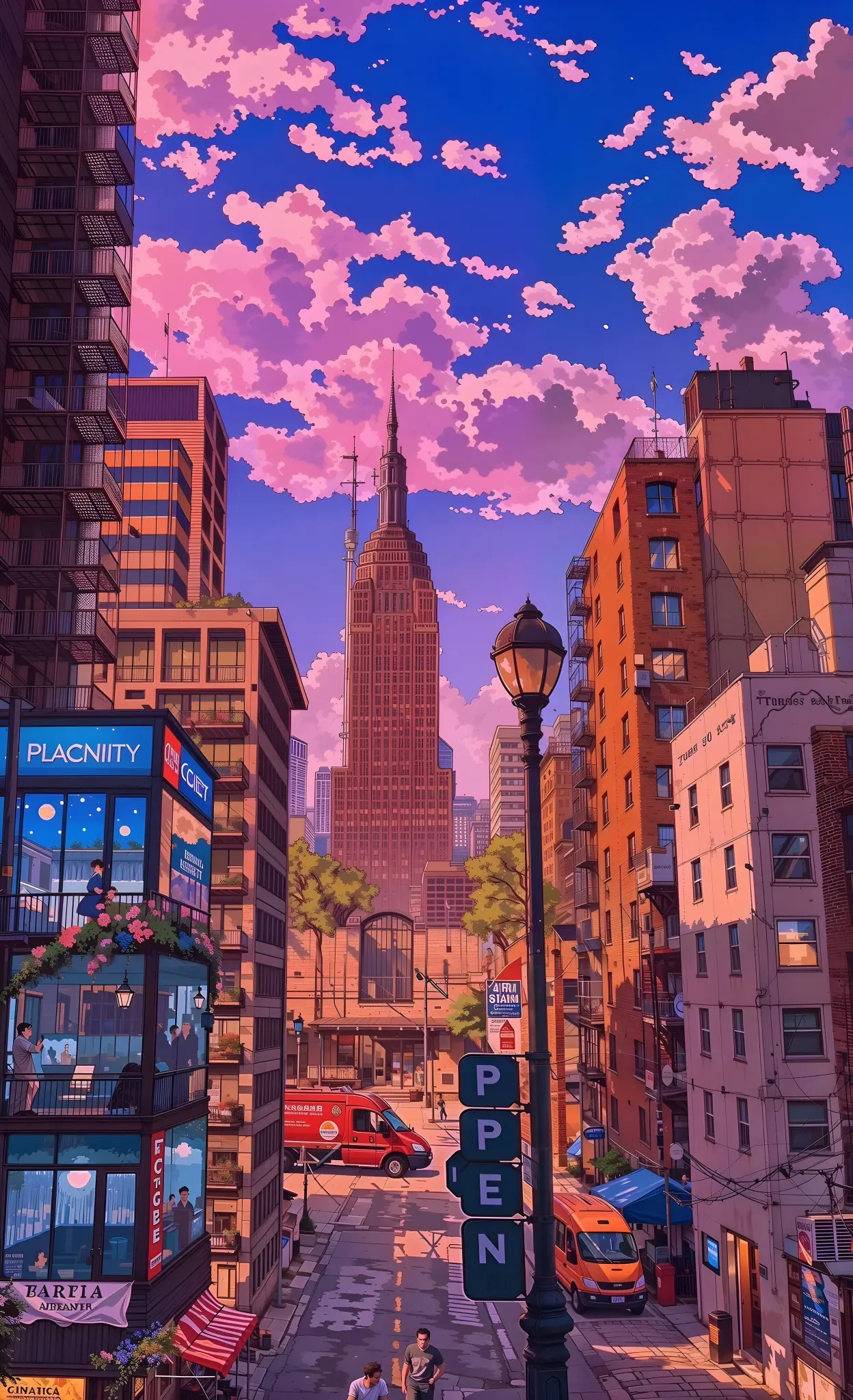 Cityscape with Pink Clouds - Related StockWalls wallpaper