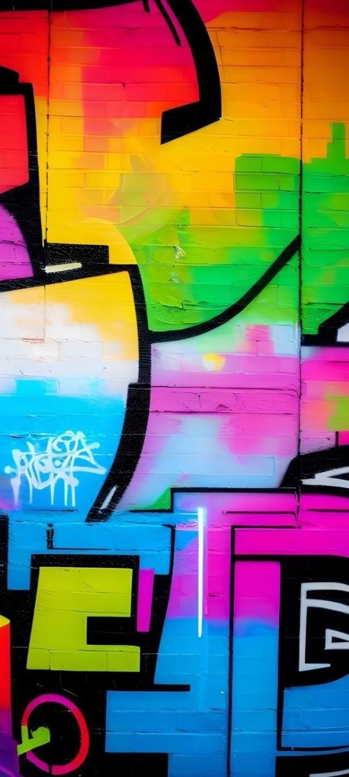 Colorful Graffiti Brick Wall