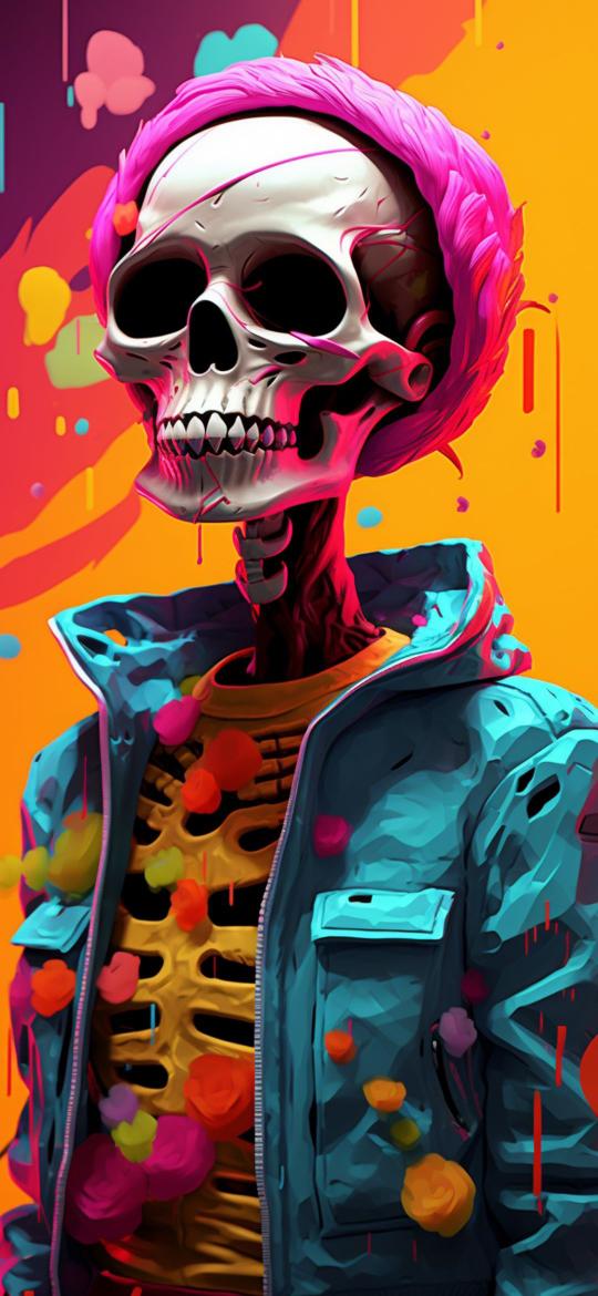 Colorful Skull in Jacket