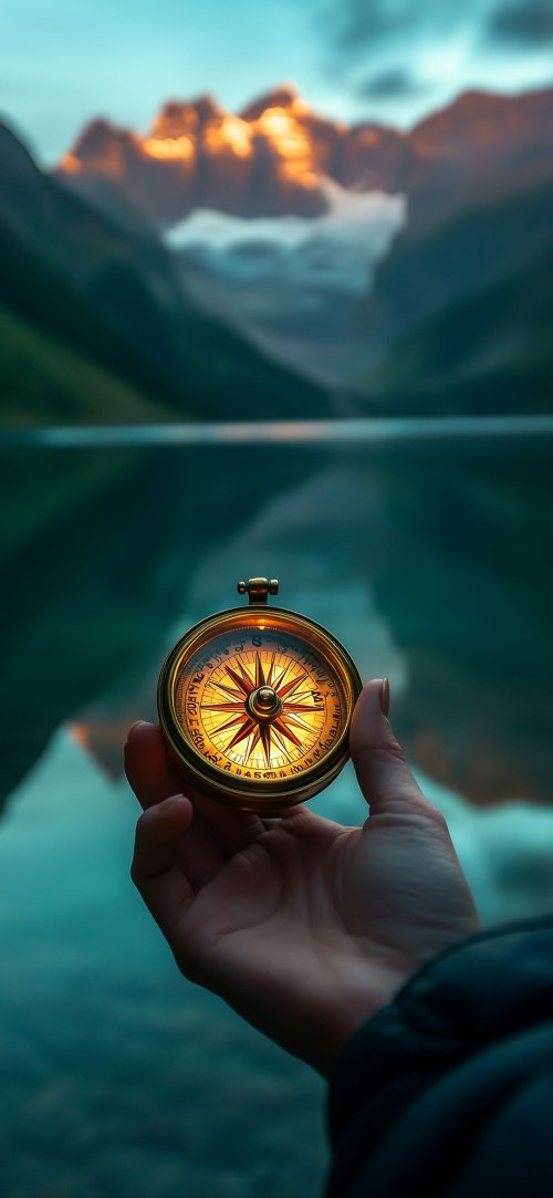 Compass Over Mountain Lake - Related OpersCraft wallpaper