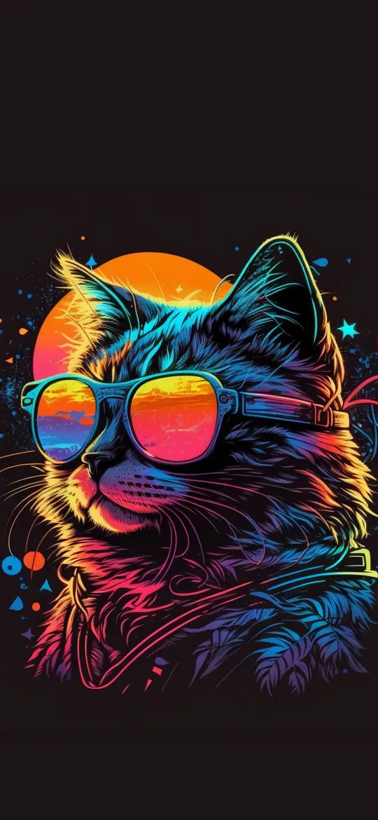 Cool Cat Sunset Vibes - animals Wallpaper