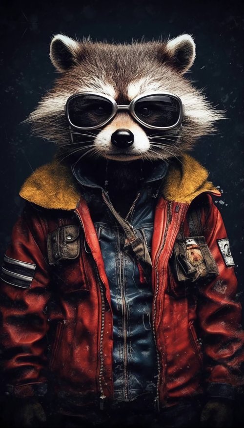 Cool Raccoon Biker Portrait - animals Wallpaper