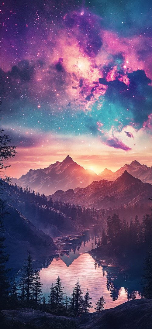 Cosmic Mountain Lake