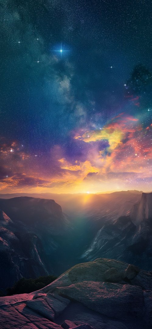 Cosmic Mountain Sunset