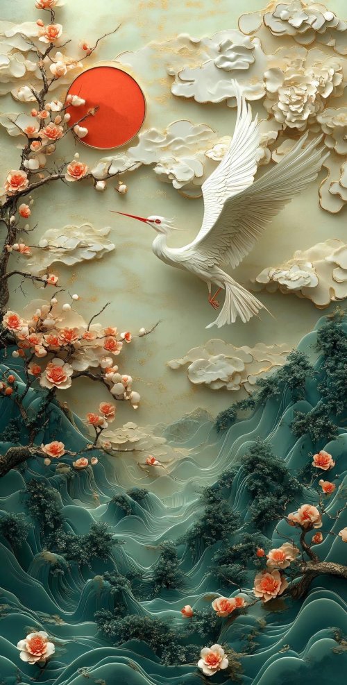 Crane Blossom Landscape