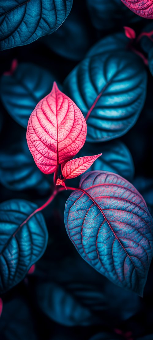 Crimson and Teal Leaves