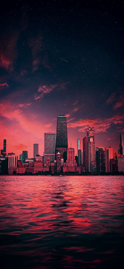 Crimson Cityscape at Night - Related OpersCraft wallpaper