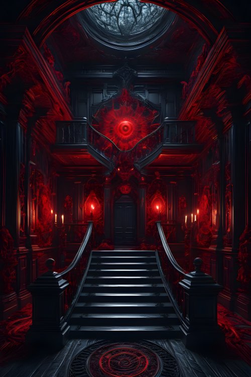 Crimson Gothic Hallway - Related OpersCraft wallpaper