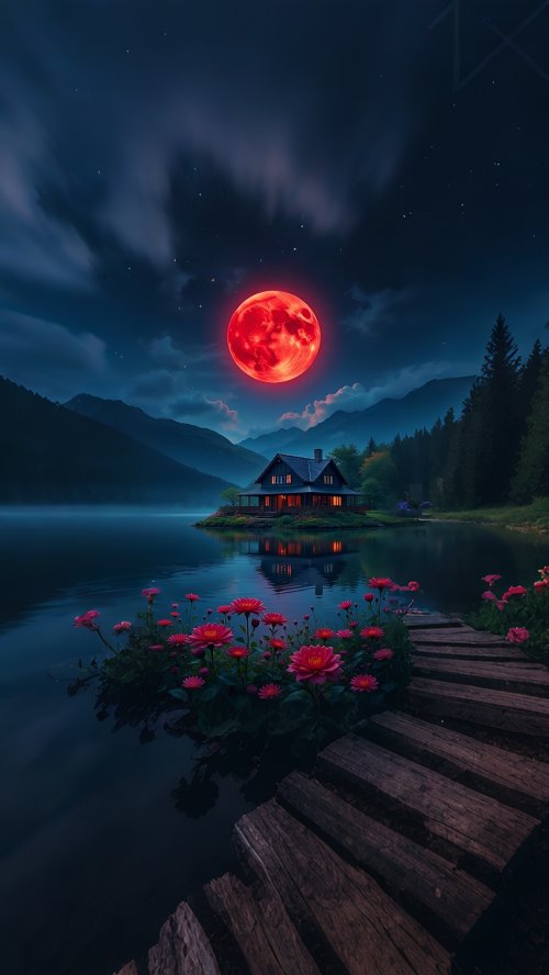 Crimson Moon Cabin Serenity - Related OpersCraft wallpaper