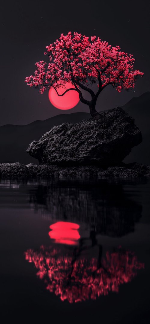 Crimson Moon Cherry Blossom