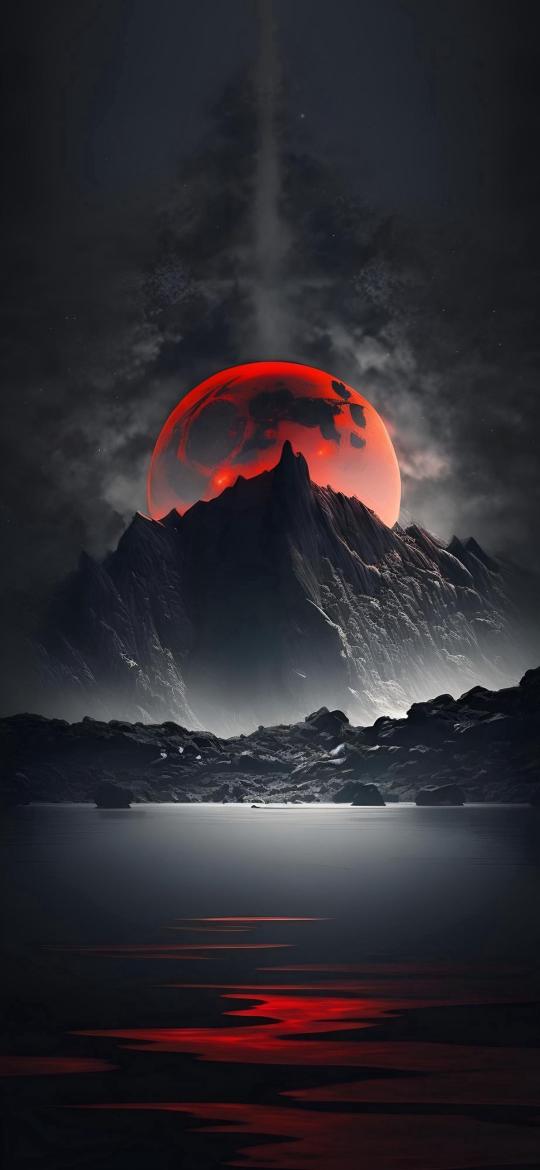 Crimson Moon Over Mountains - Related StockWalls wallpaper