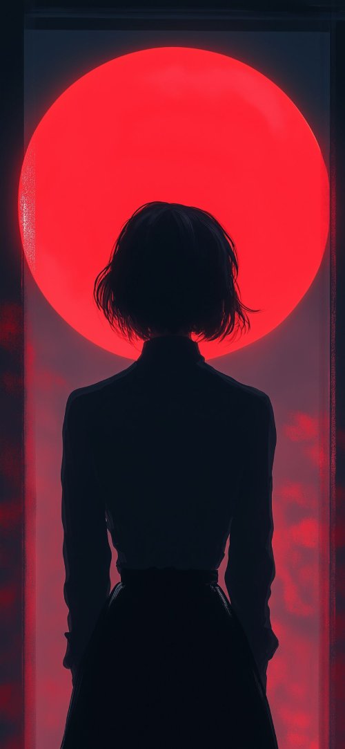 Crimson Moon Silhouette