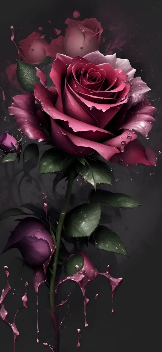 Crimson Rose with Paint Drips - Related OpersCraft wallpaper