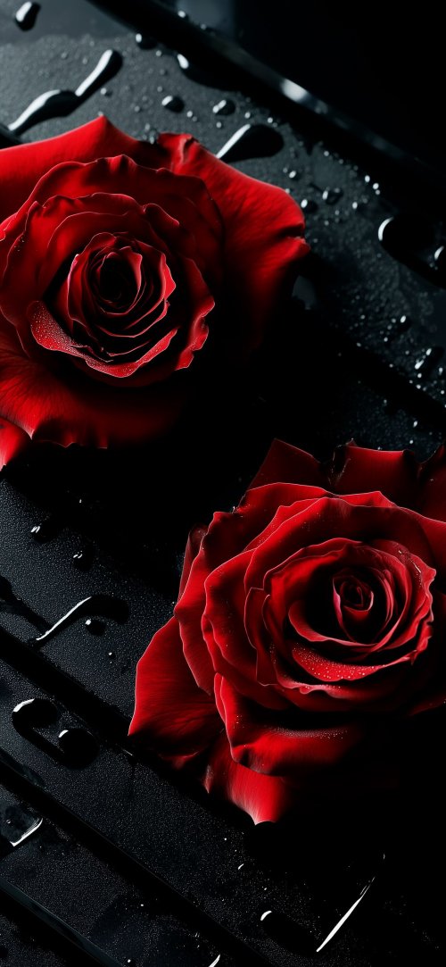 Crimson Roses on Black