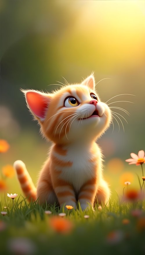 Cute Kitten in Meadow