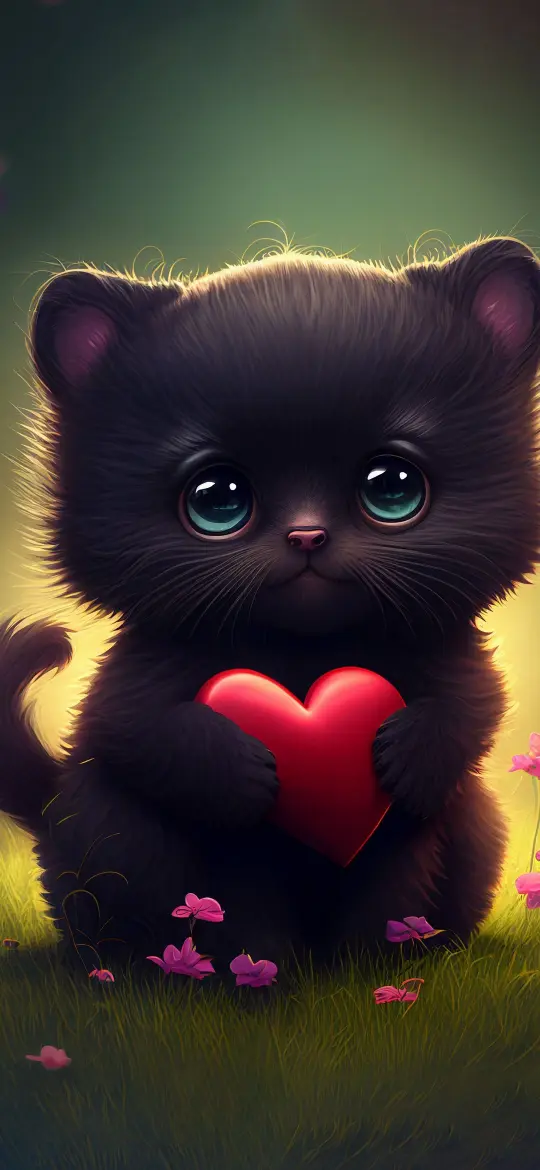 Cute Kitten with Heart - Related OpersCraft wallpaper
