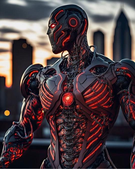 Cybernetic Warrior Cityscape