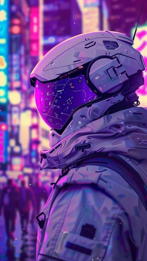 Cyberpunk Astronaut Cityscape - Related StockWalls wallpaper