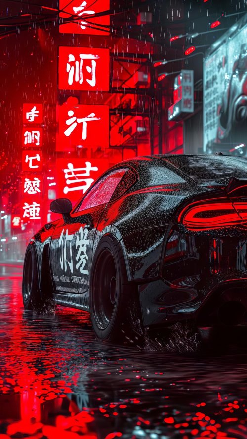 Cyberpunk Car in Rain - Related OpersCraft wallpaper