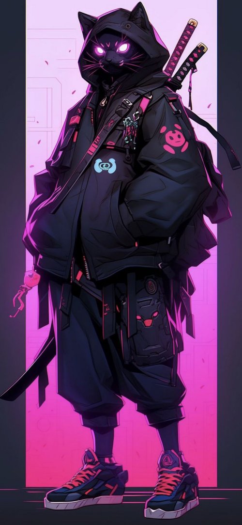 Cyberpunk Cat Samurai - Related OpersCraft wallpaper