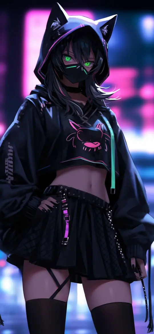 Cyberpunk Catgirl Portrait - Related OpersCraft wallpaper