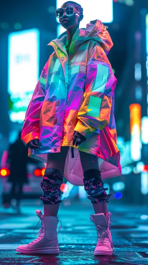 Cyberpunk Fashion in Neon City - Related Darkify wallpaper