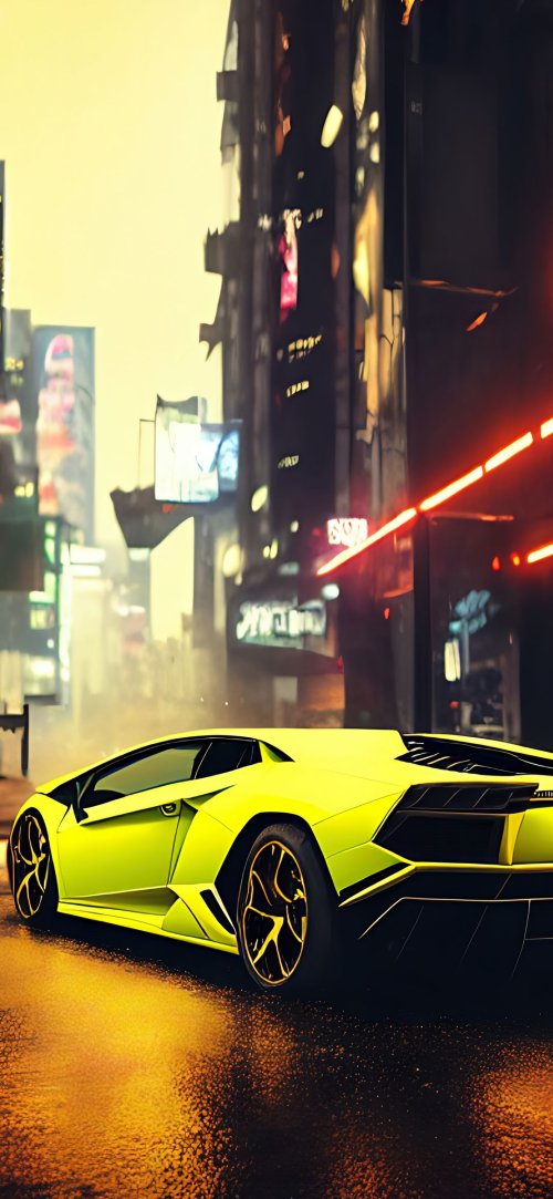 Cyberpunk Lamborghini Cityscape - Related OpersCraft wallpaper