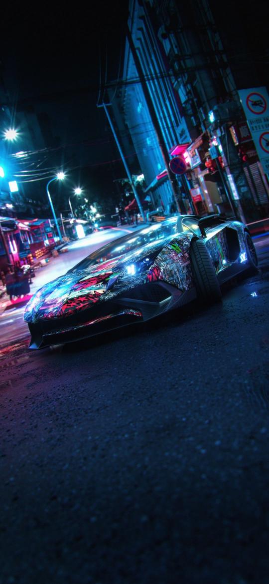 Cyberpunk Lamborghini Night Drive