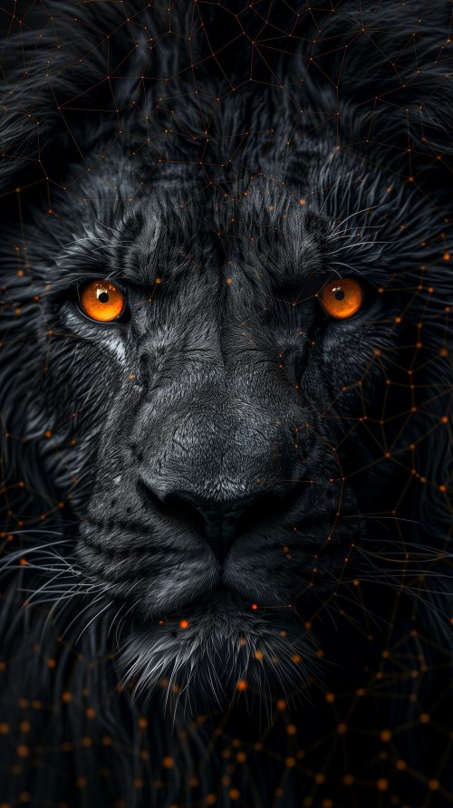 Cyberpunk Lion Gaze