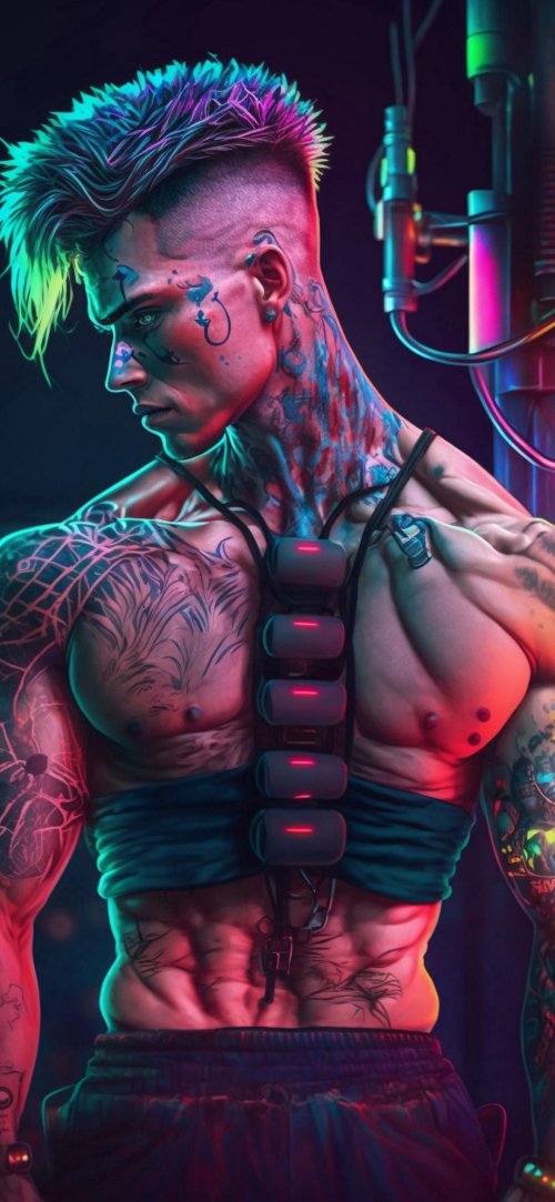 Cyberpunk Muscular Man