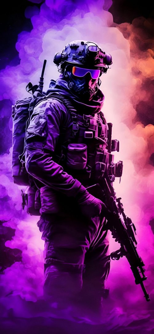 Cyberpunk Soldier Smoke