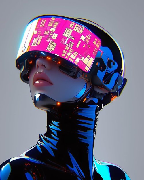 Cyberpunk Visor Girl Portrait - Related Darkify wallpaper