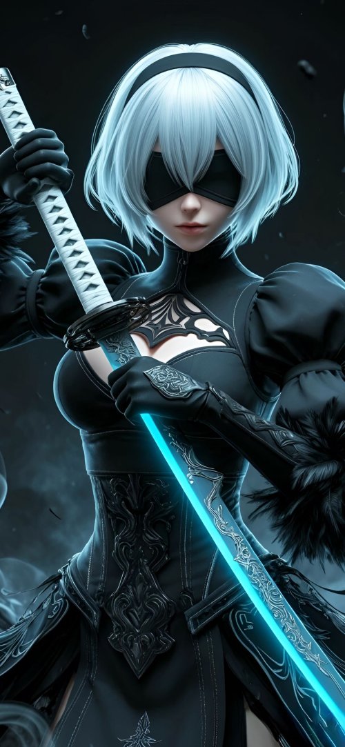 Cyberpunk Warrior with Sword