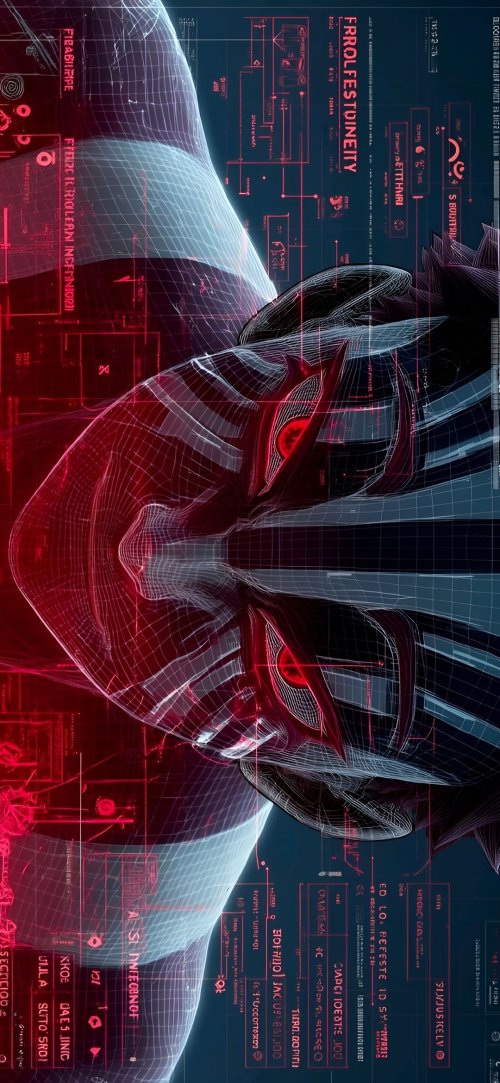 Cyberpunk Wireframe Face