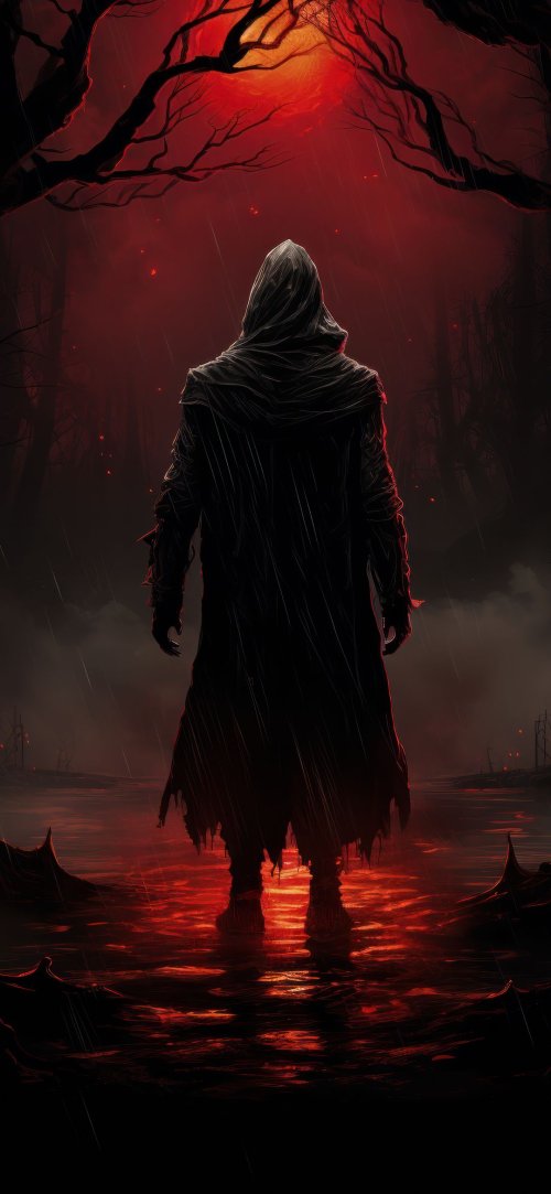 Dark Hooded Figure in Red - Related OpersCraft wallpaper