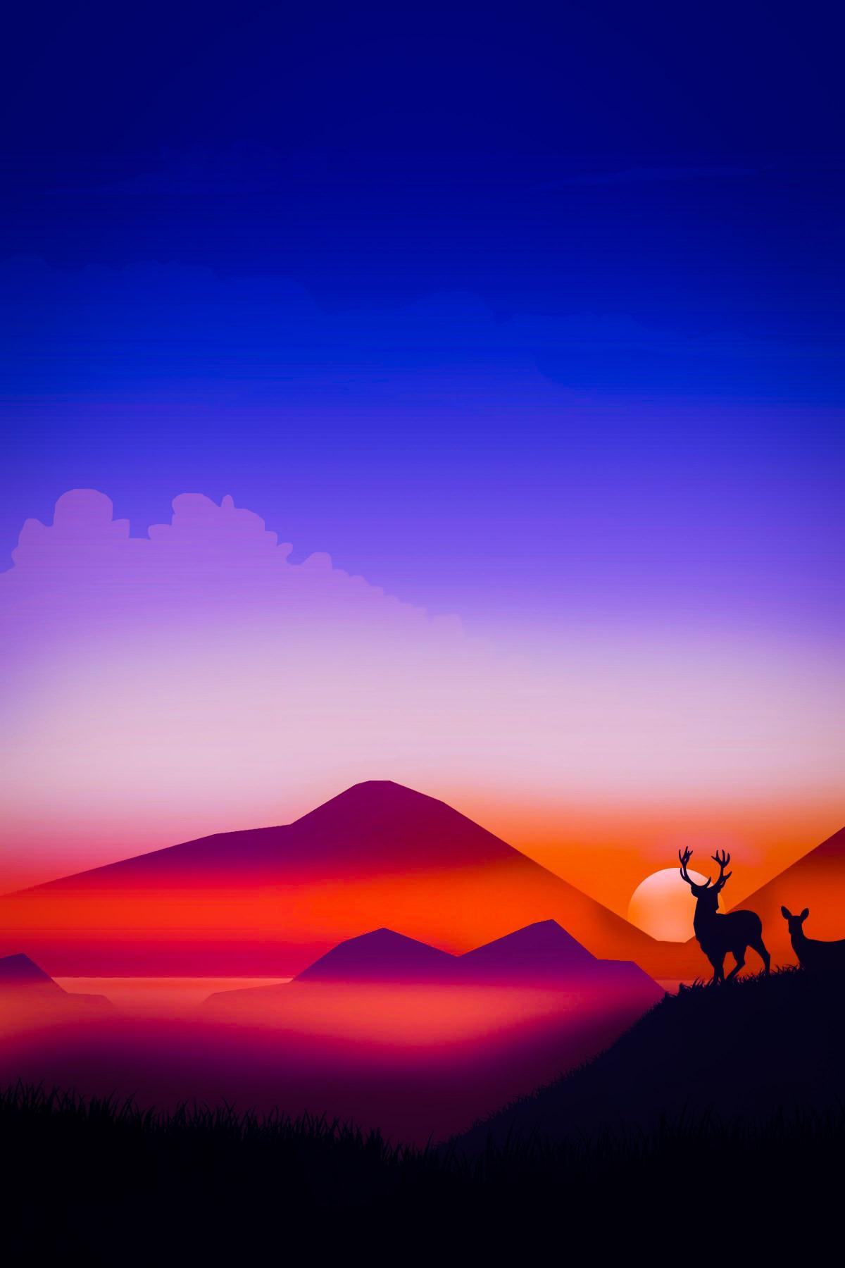 Deer Silhouette Sunset