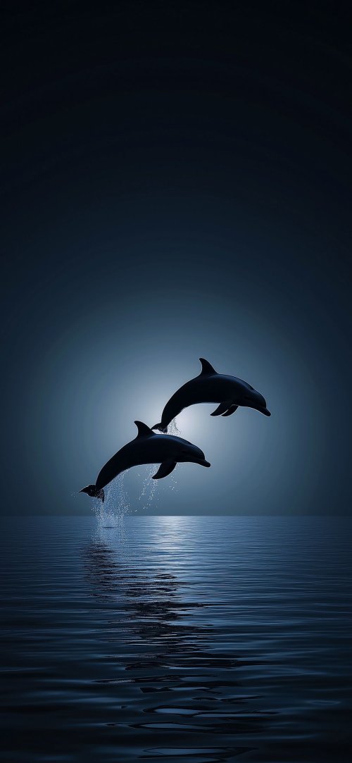 Dolphins Leaping at Night