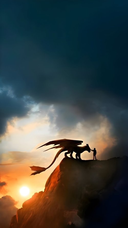 Dragon and Rider Sunset