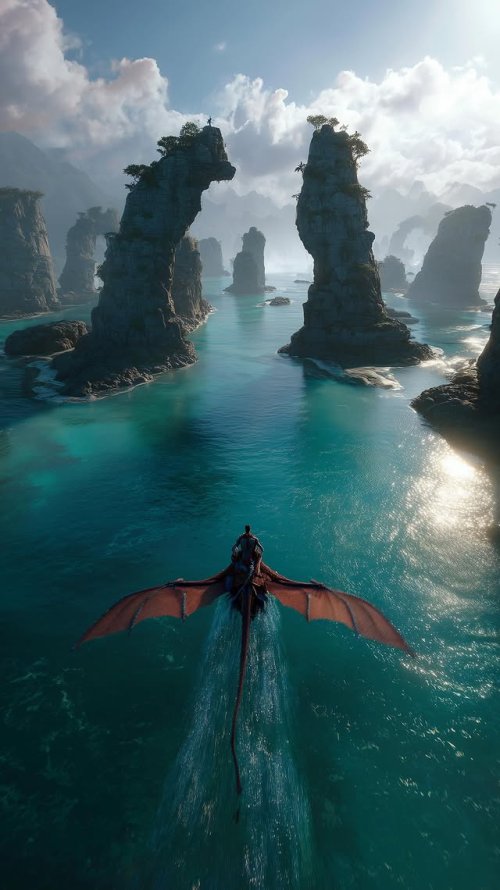 Dragon Rider Over Water