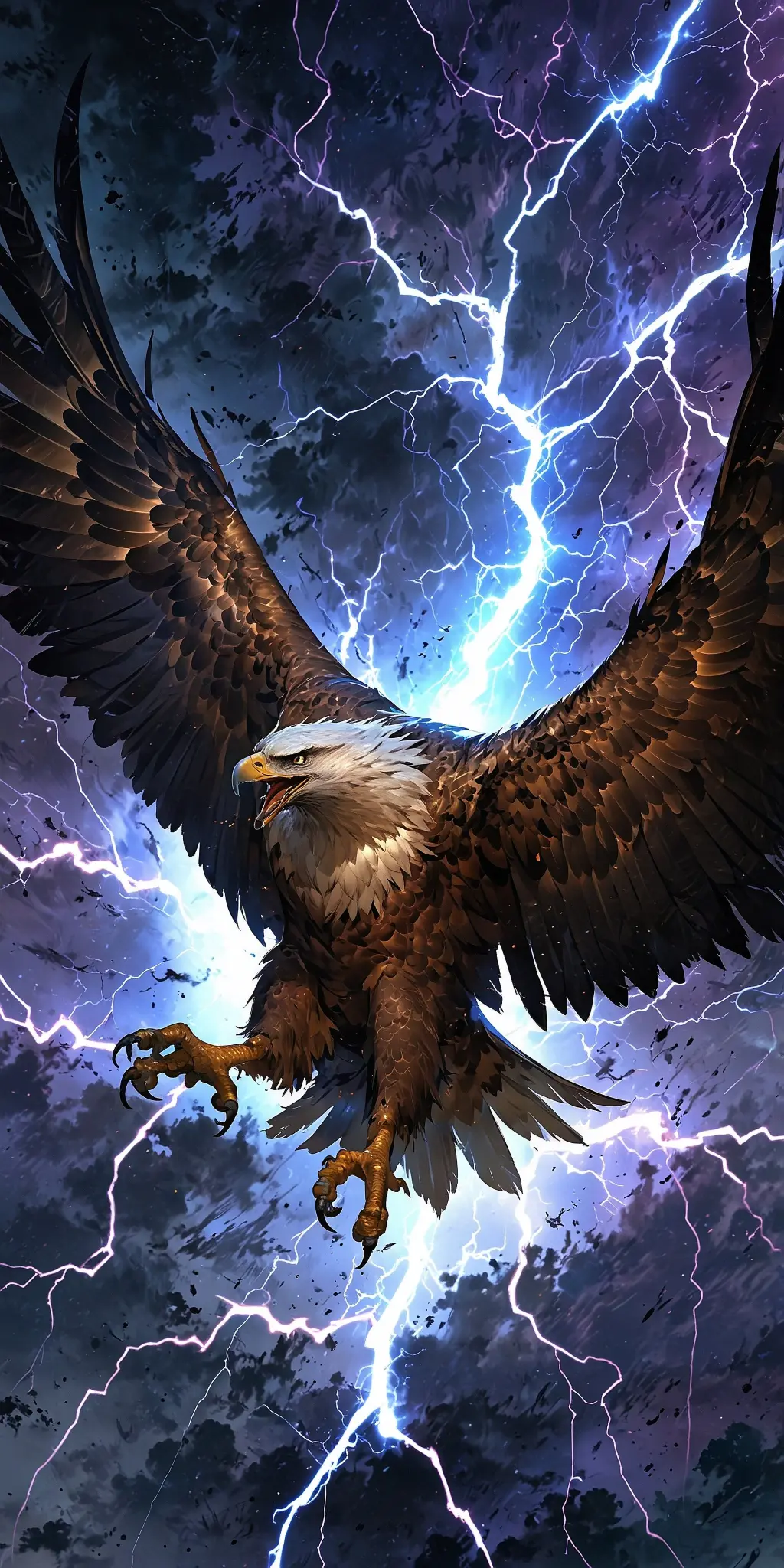 Eagle in Lightning Storm