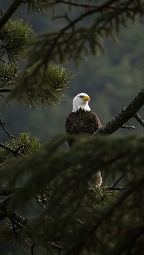 Eagle in Pine Branches - eagle Wallpaper